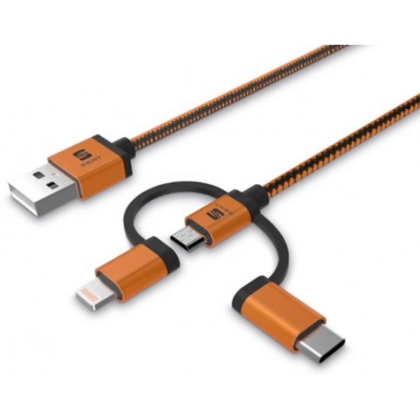 Cablu Oe Seat 3-in-1 MFI Pentru Incarcare Si Transfer Date USB La USB-C USB-Micro Si Lightning 000051444AM